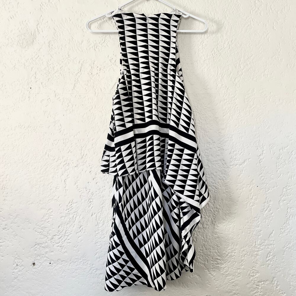 Edun 100% Silk Asymmetrical Tiered Tank Black Checkered Mini Dress sz 4 - Picture 9 of 9